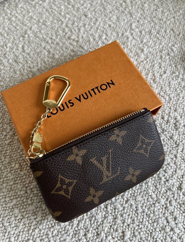 Louis Vuitton Monogram Key Pouch Pochette Cles Coin Purse W/Box & Bag