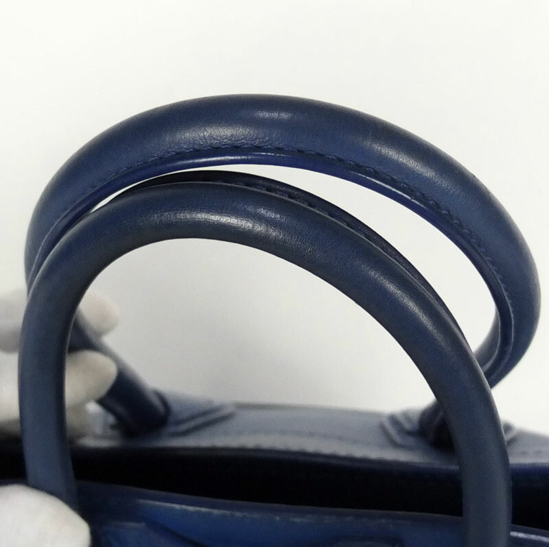 CELINE Luggage Micro Shopper Tote Bag 167793 Handbag Blue Gold Hardware Used F/S