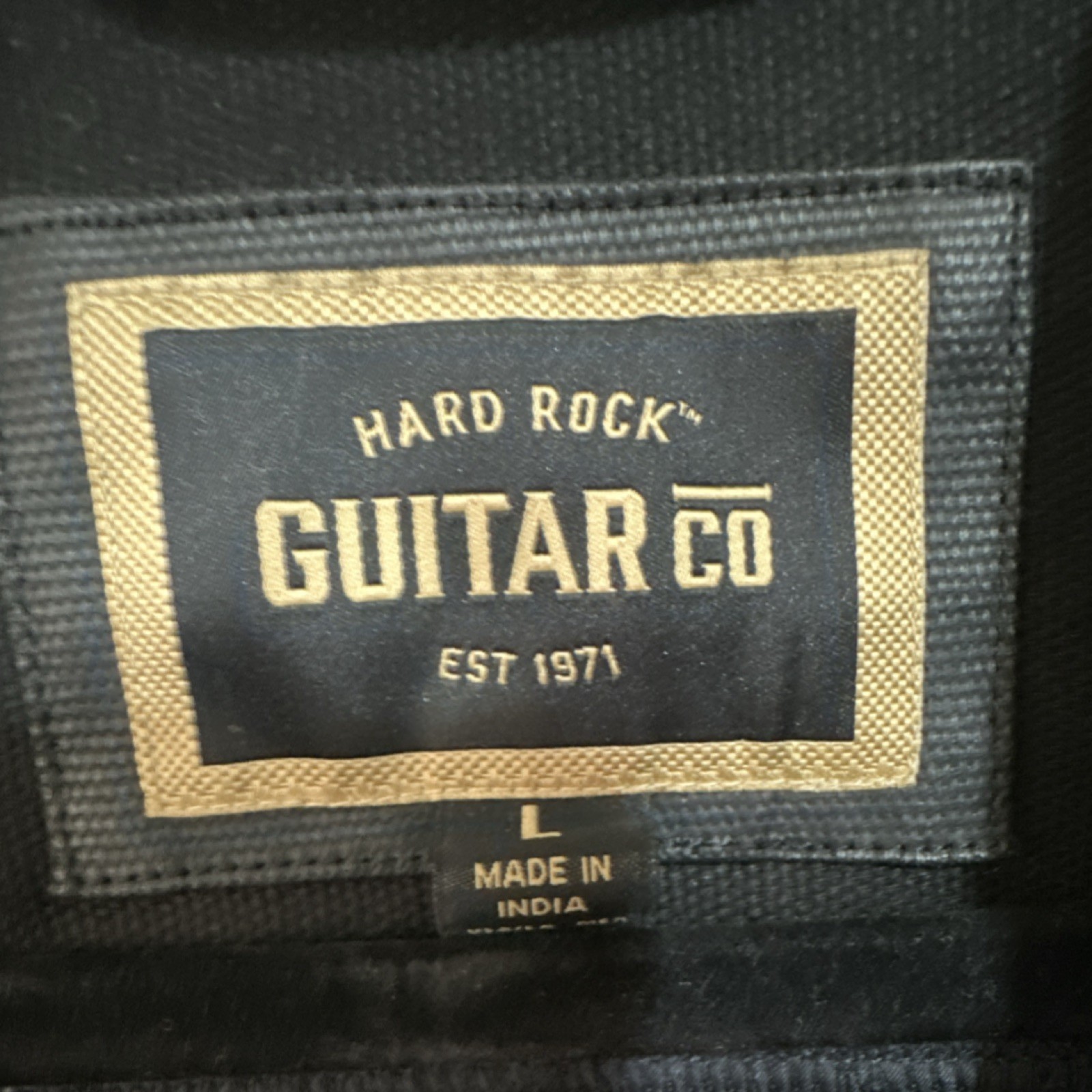 Hard Rock Guitar Co Men’s Black Quilted Skull Logo Jacket L Button Embroidered