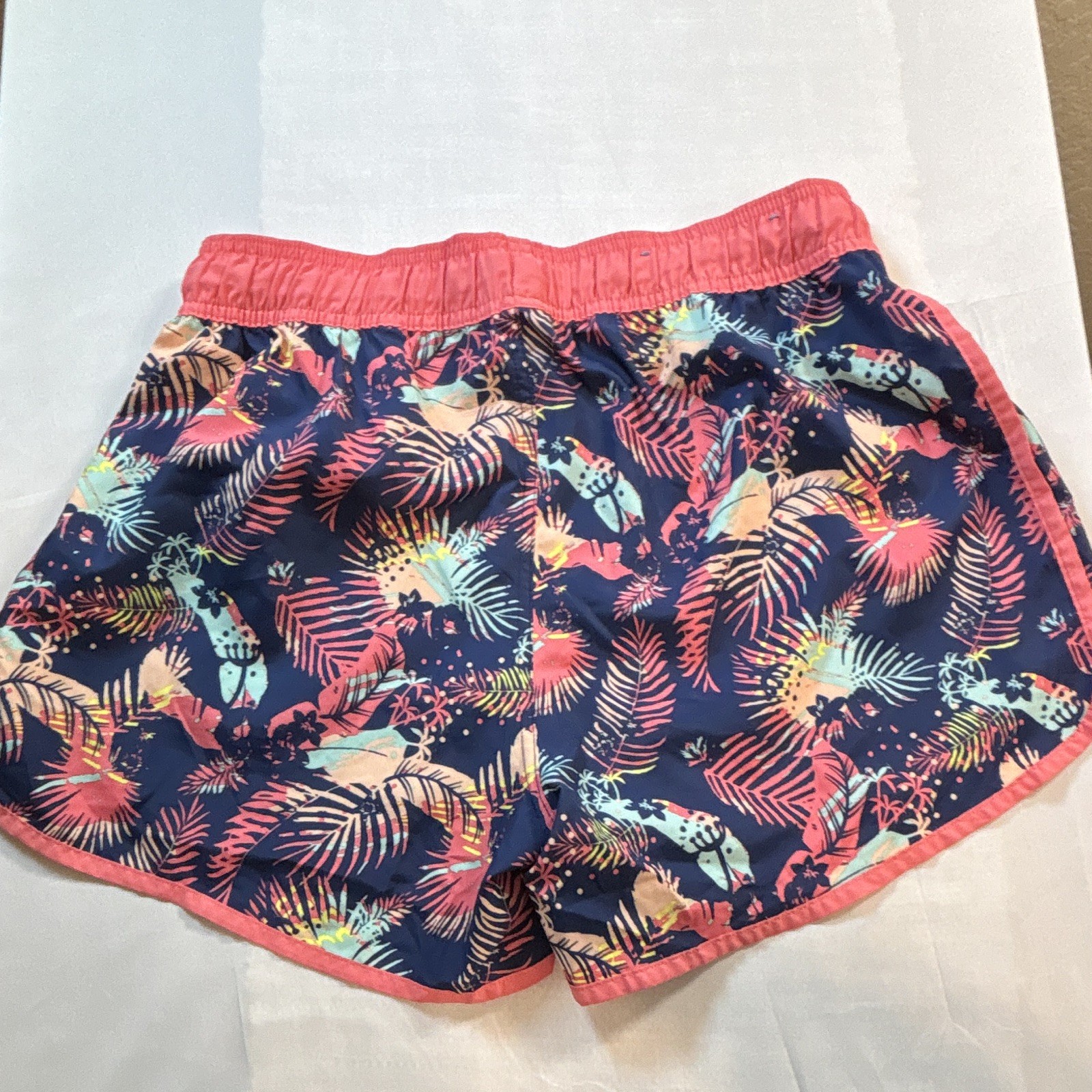 Mistral Tropical Print Swim Shorts Size L EU 40 Coral Navy Drawstring