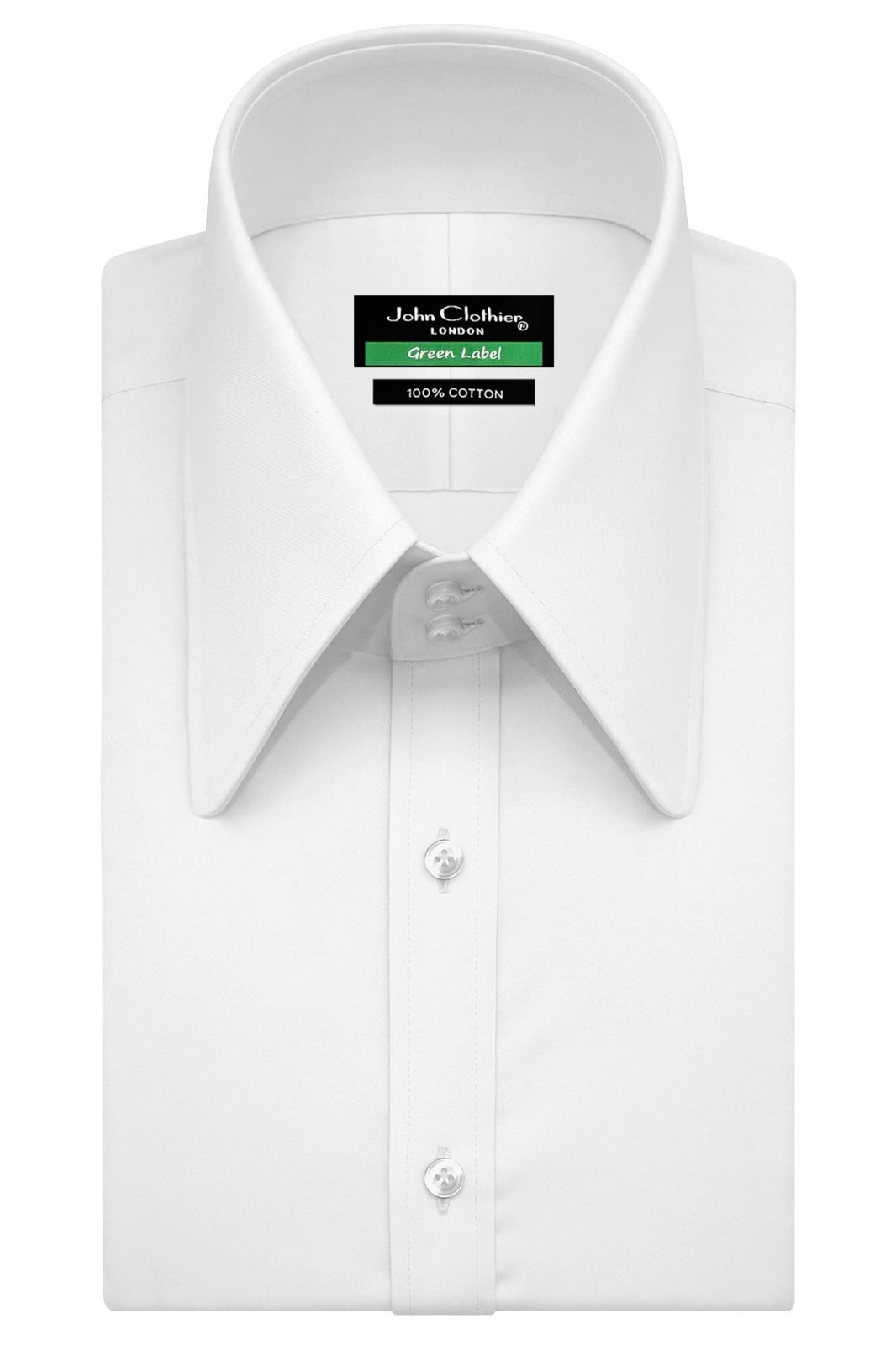 Men’s Vintage High Long Round Pointed Collar White Shirt 1930s Goodfellas Style