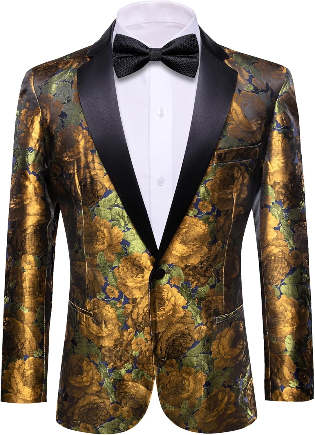 Men’s Floral Paisley One Button Blazer Tuxedo Jacket for Carnival Party Gift