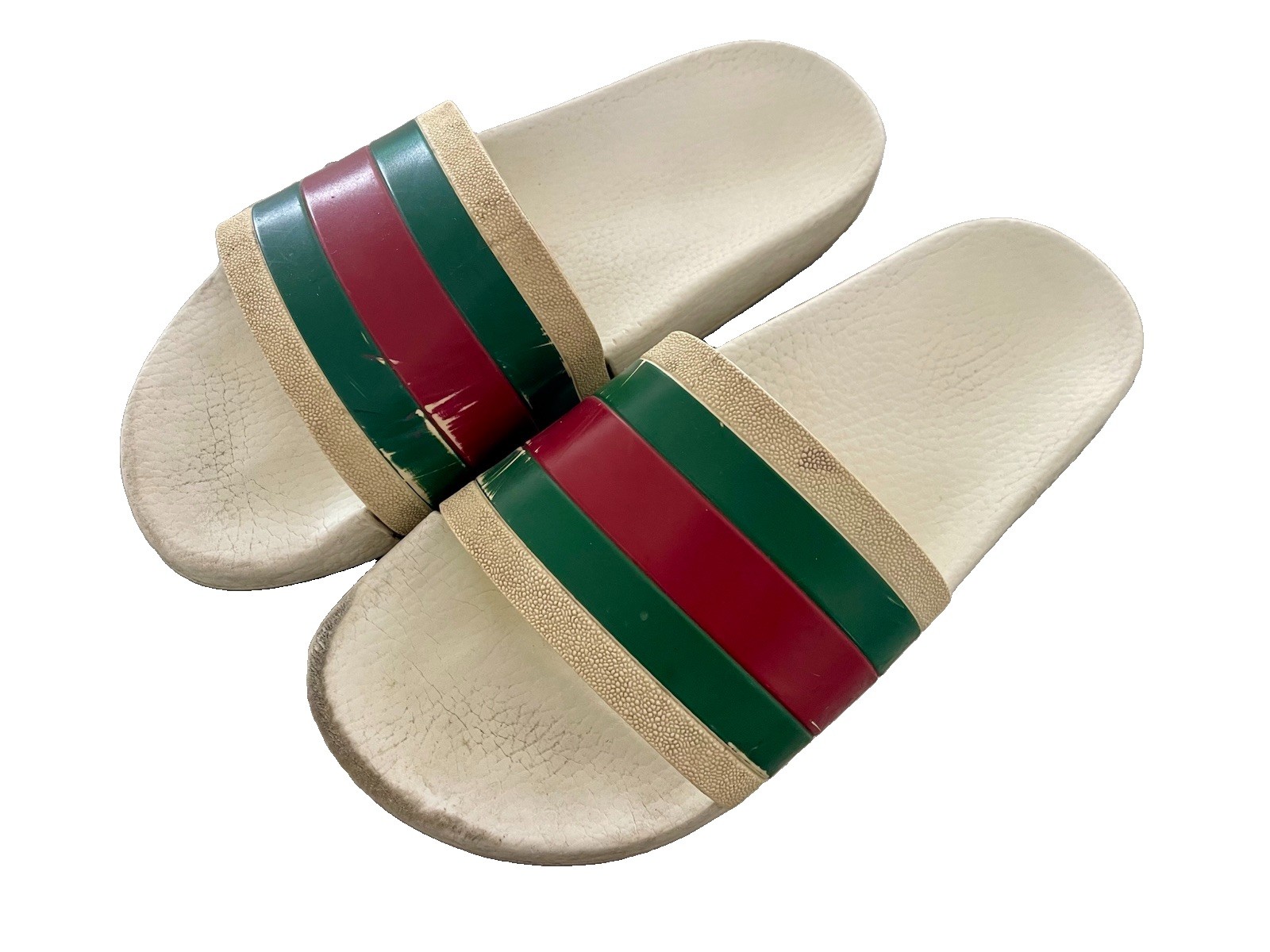 Gucci White Web Slide Size US 9 EU 42