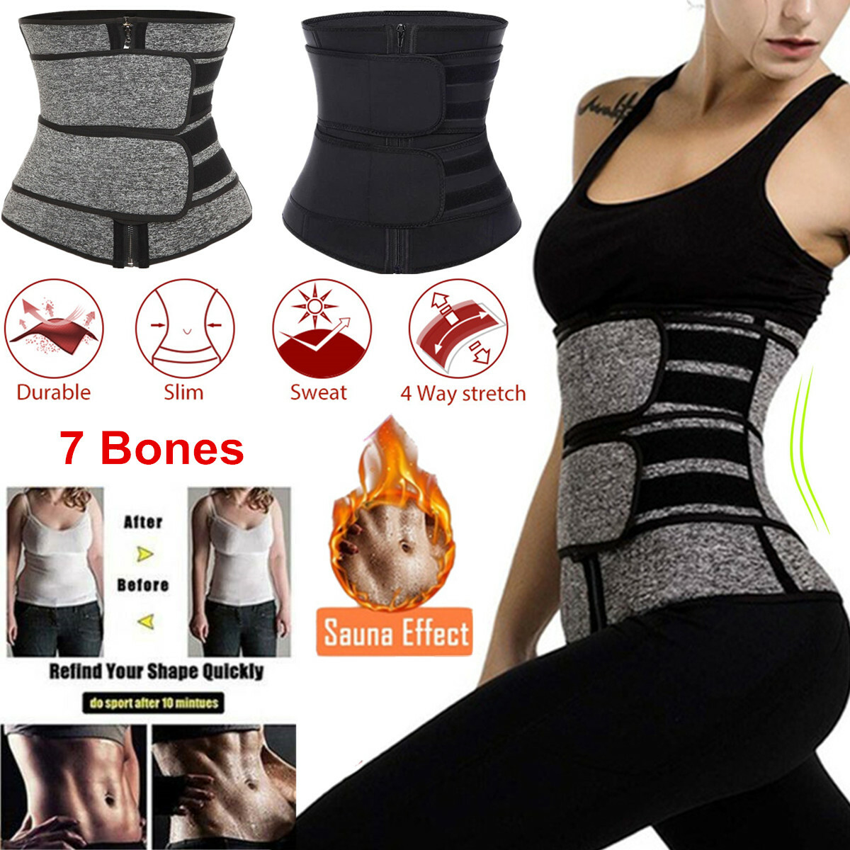 Waist Trainer Women Corset Sauna Sweat Weight Loss Body Shaper Yoga Slimmer Belt