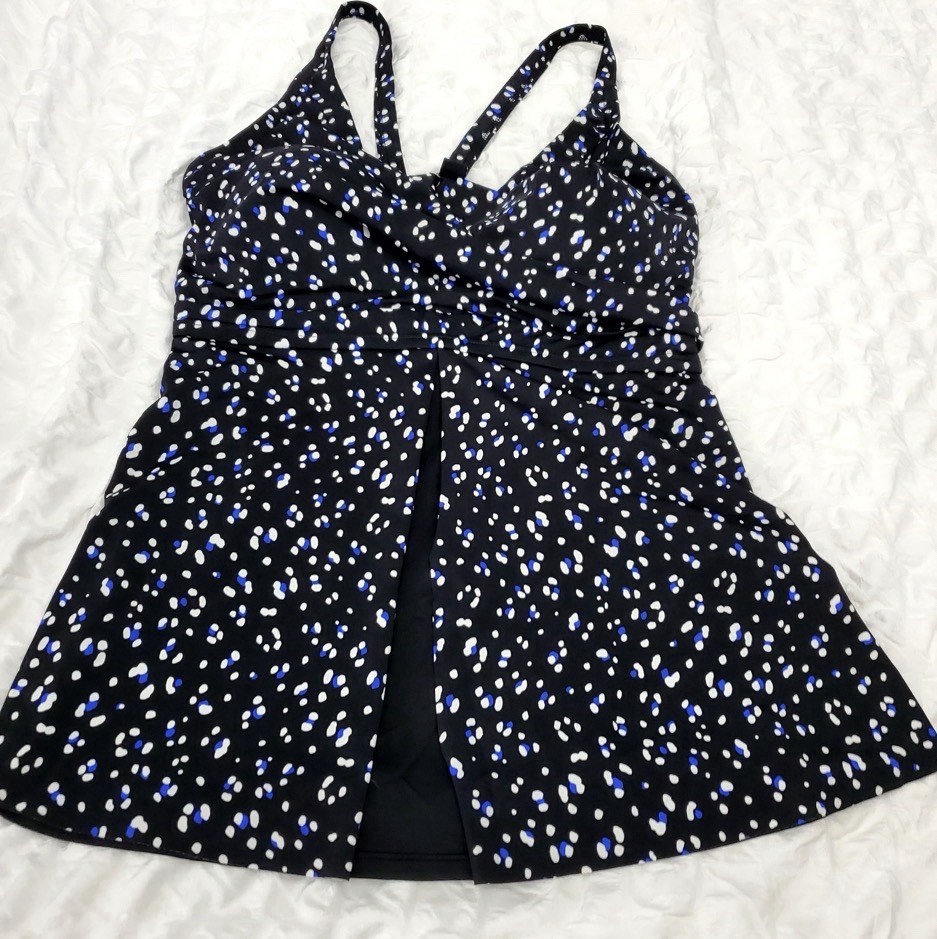 Swimsuits For All Women’s Polka Dot Tankini Swim Top Built-In Bra Plus Size 24
