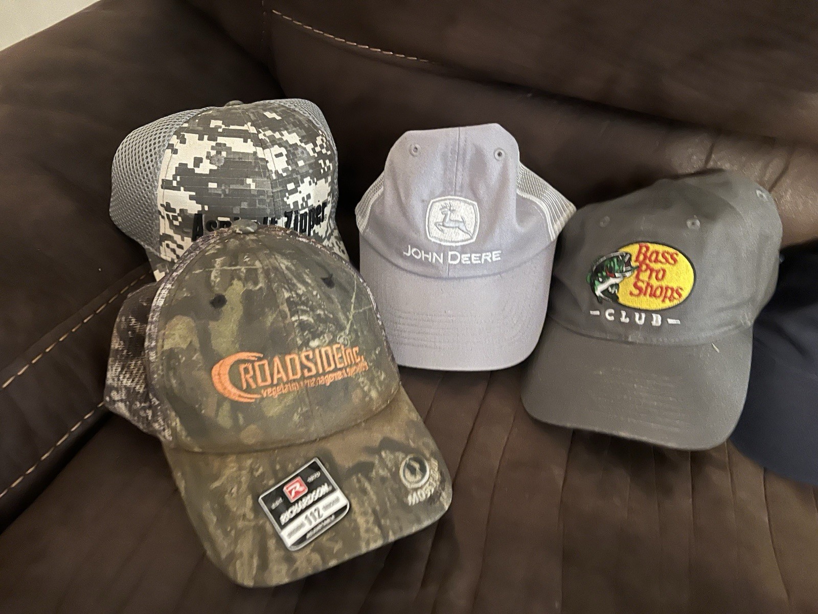 John Deere, Bass Pro Shop, And More. Expensive Caps In Great Condition.