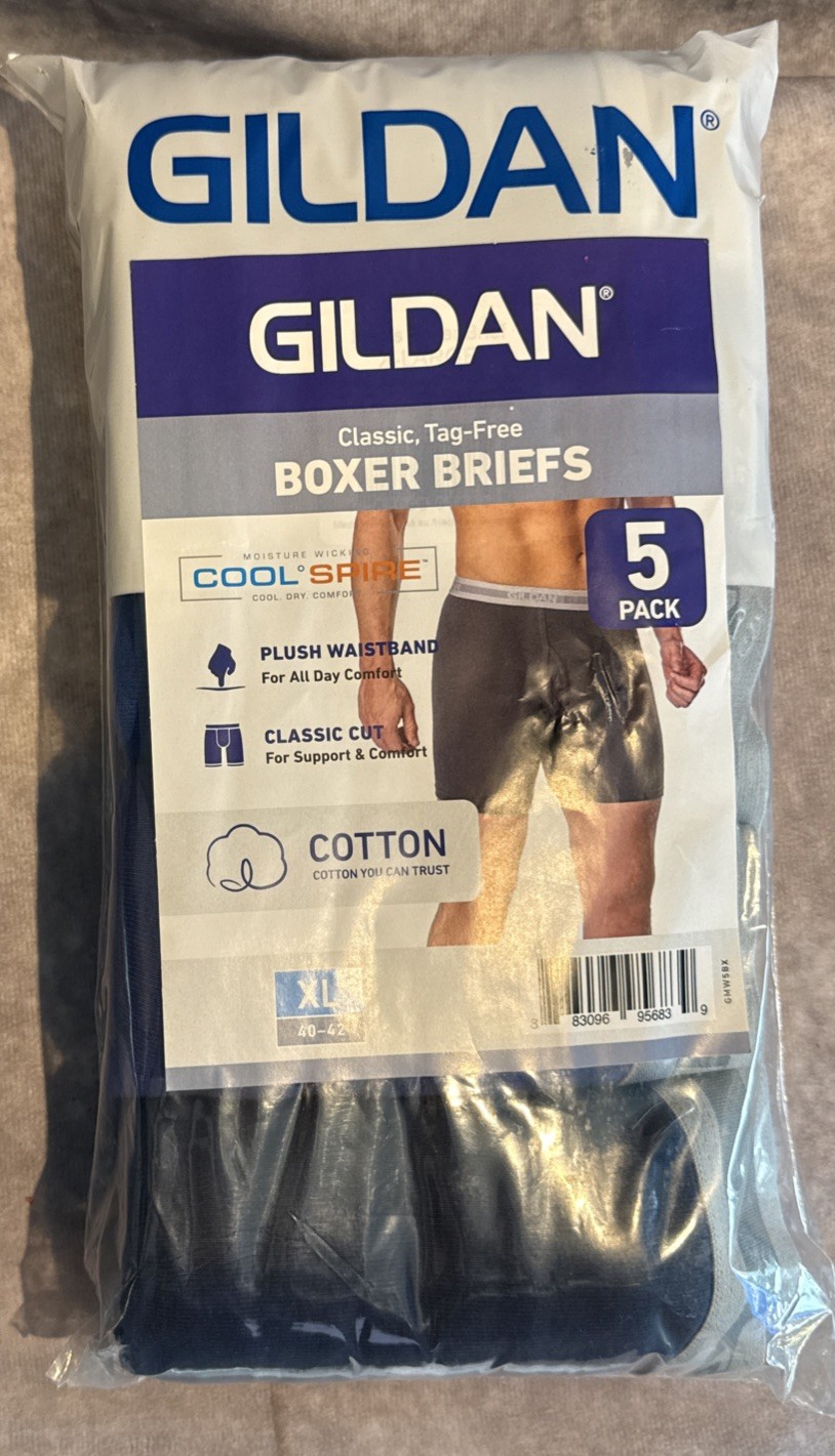 Gildan Mens Boxer Briefs 5 Pack Multi Colored NEW Size X-Large