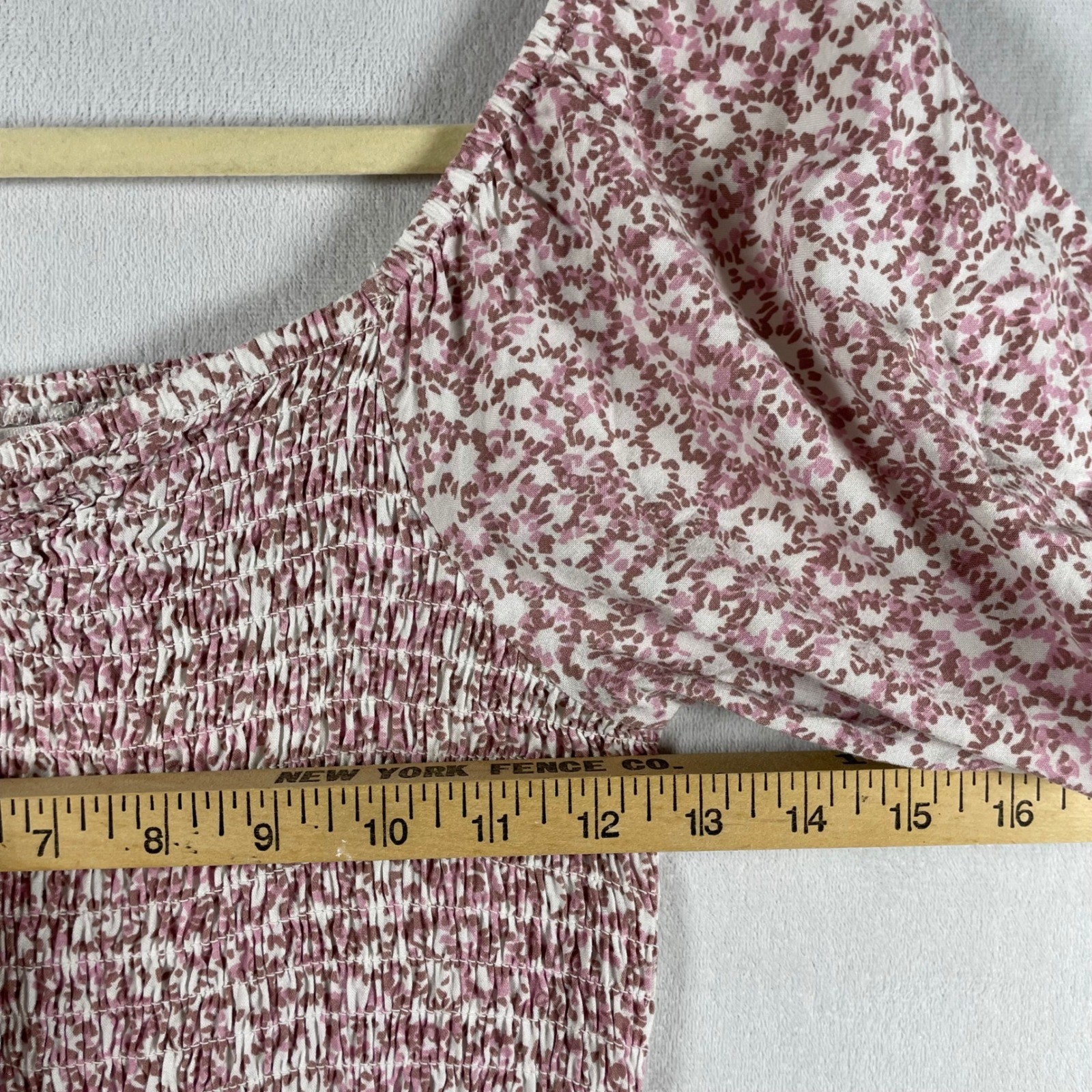 coquette milkmaid bodycon smocked floral dress S ruffle cottage prairie