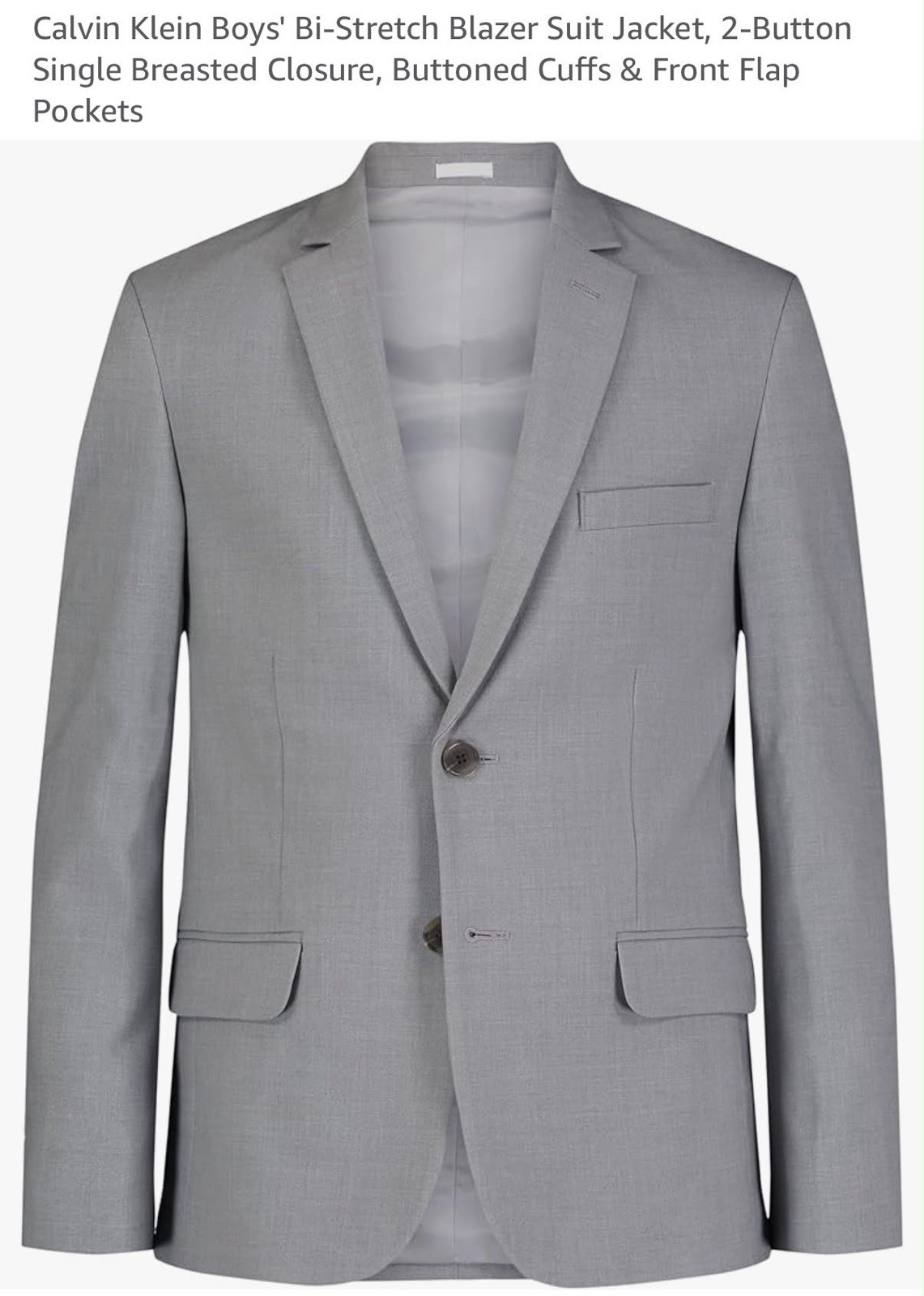 Calvin Klein Bi-Stretch Gray Single-Breasted 2-Button Blazer Suit Jacket 30