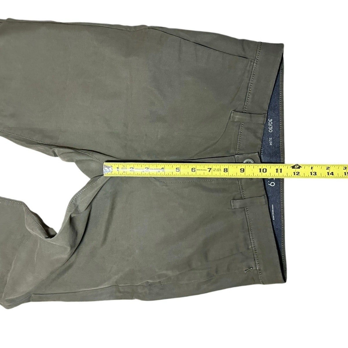 Apt 9 Tech Pants 30×30 Olive Green Slim Fit Straight Leg Performance Chino Men’s