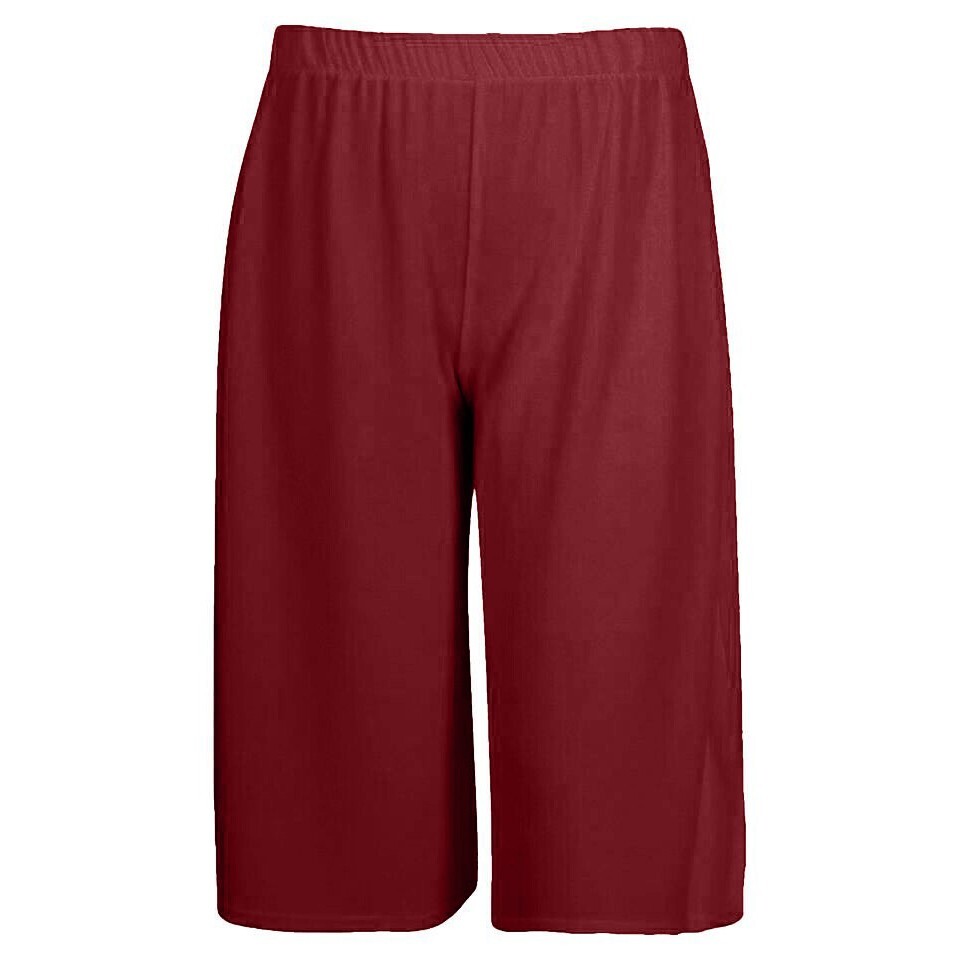 Womens 3/4 Palazzo Trousers Ladies Elasticated Stretch Wide Leg Shorts 8-26