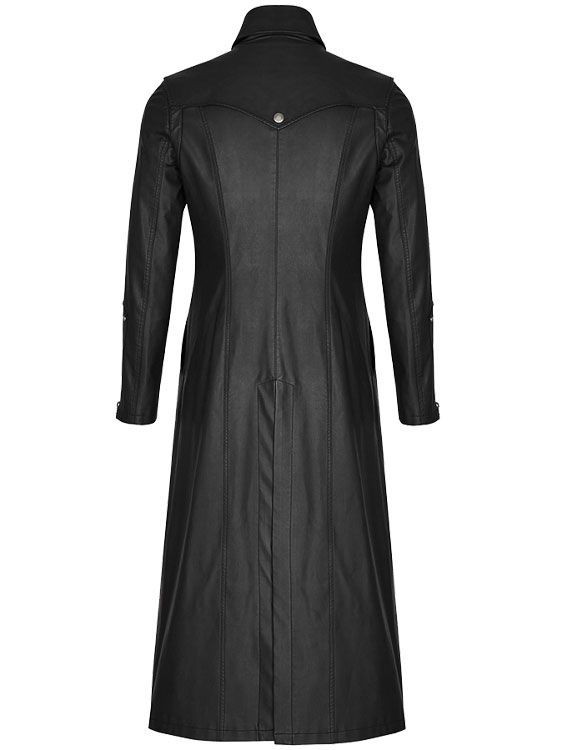 Steampunk Gothic Style Black Real Sheepskin Leather Trench Coat – ALL SIZES
