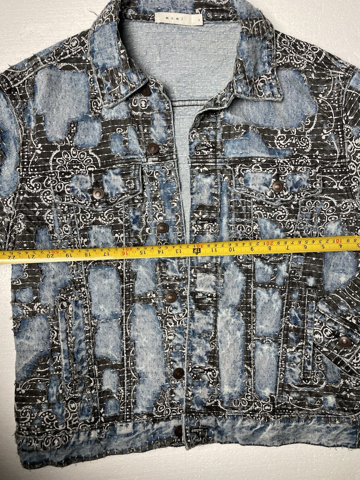 MNML Boro Paisley Denim Jacket Size L Excellent Condition