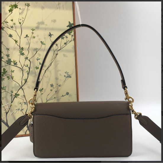 COACH CH857 Tabby Shoulder Bag 26 Polished Pebble Leather Dark Stone Outlet New