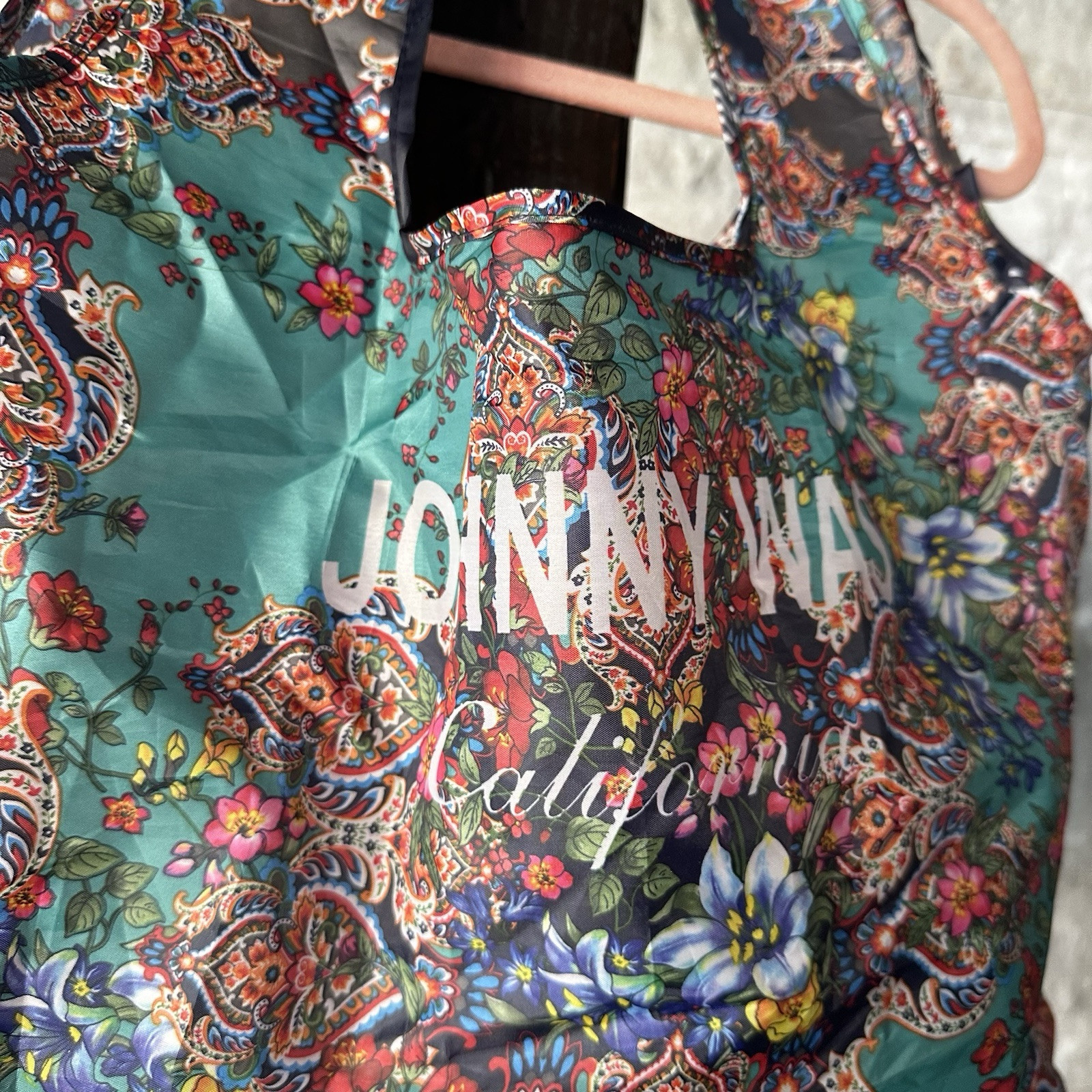 Johnny Was California Boho Multicolor Floral Paisley Re-usable Foldable Tote