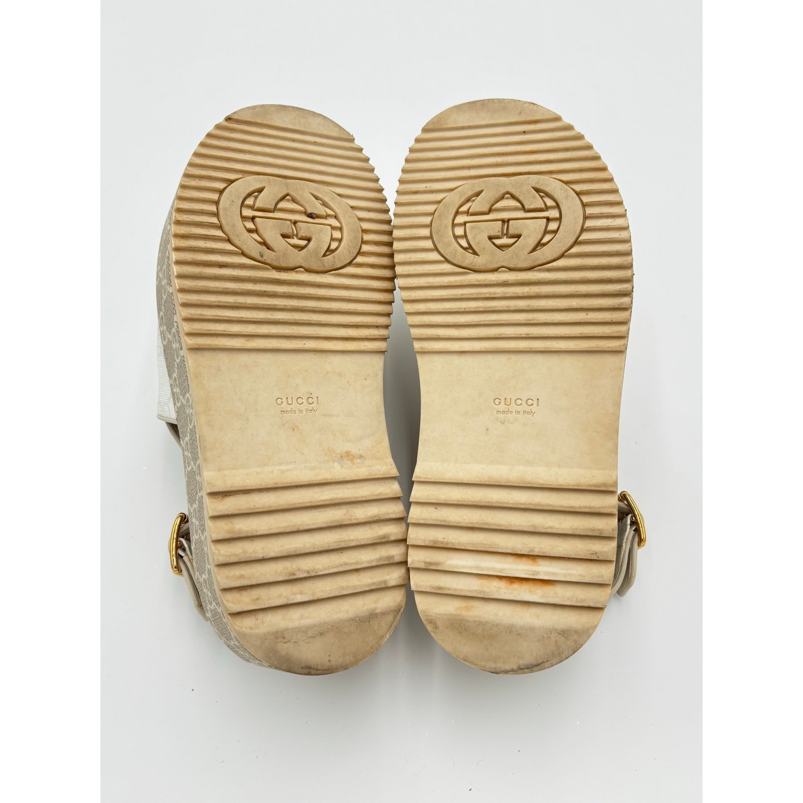 Gucci Angelina Slingback Platform Slide Sandals Monogram Canvas Size EU 38 US 8