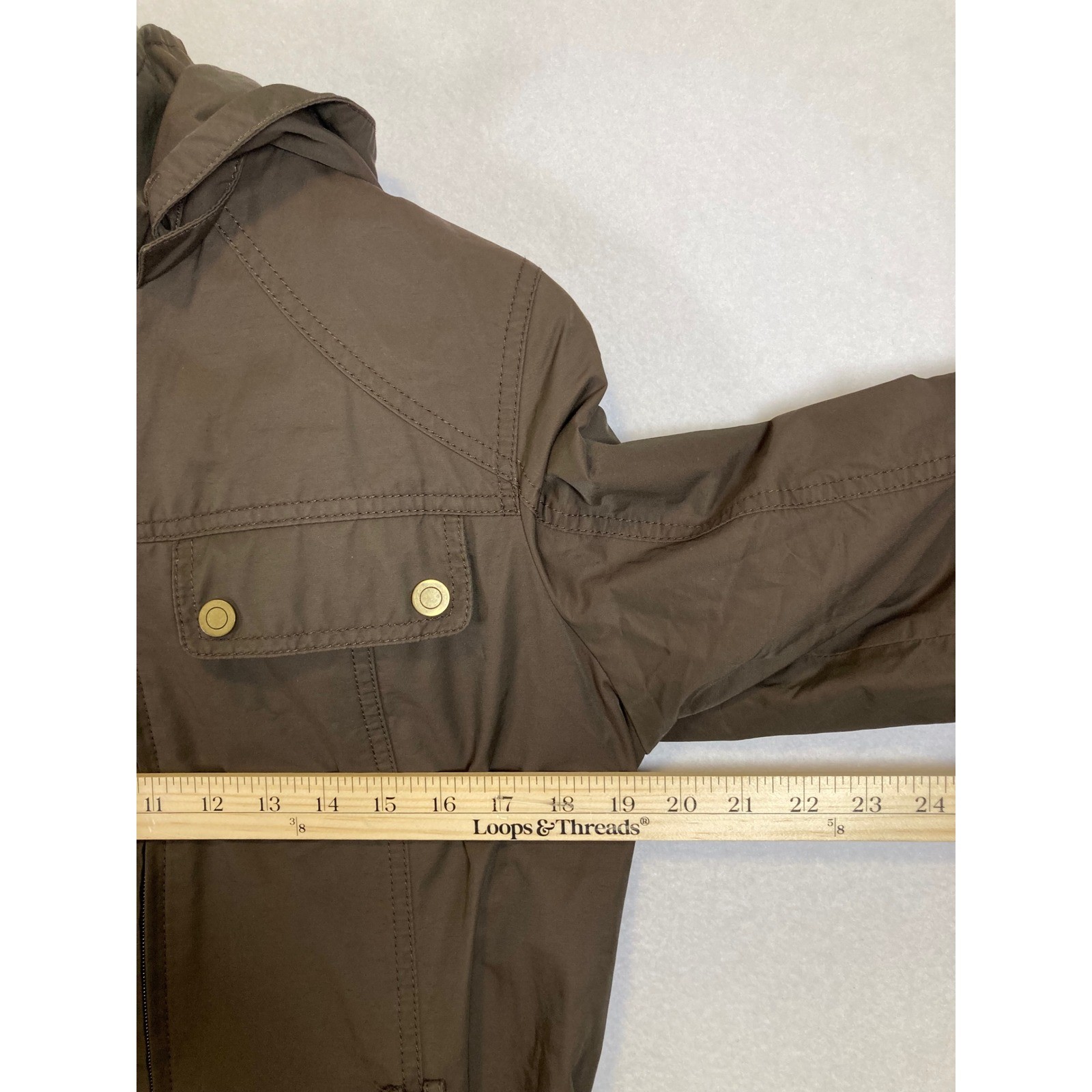 Utility Chic Gallery Women Medium Brown Hooded Belted Quilted Lining Trench Coat