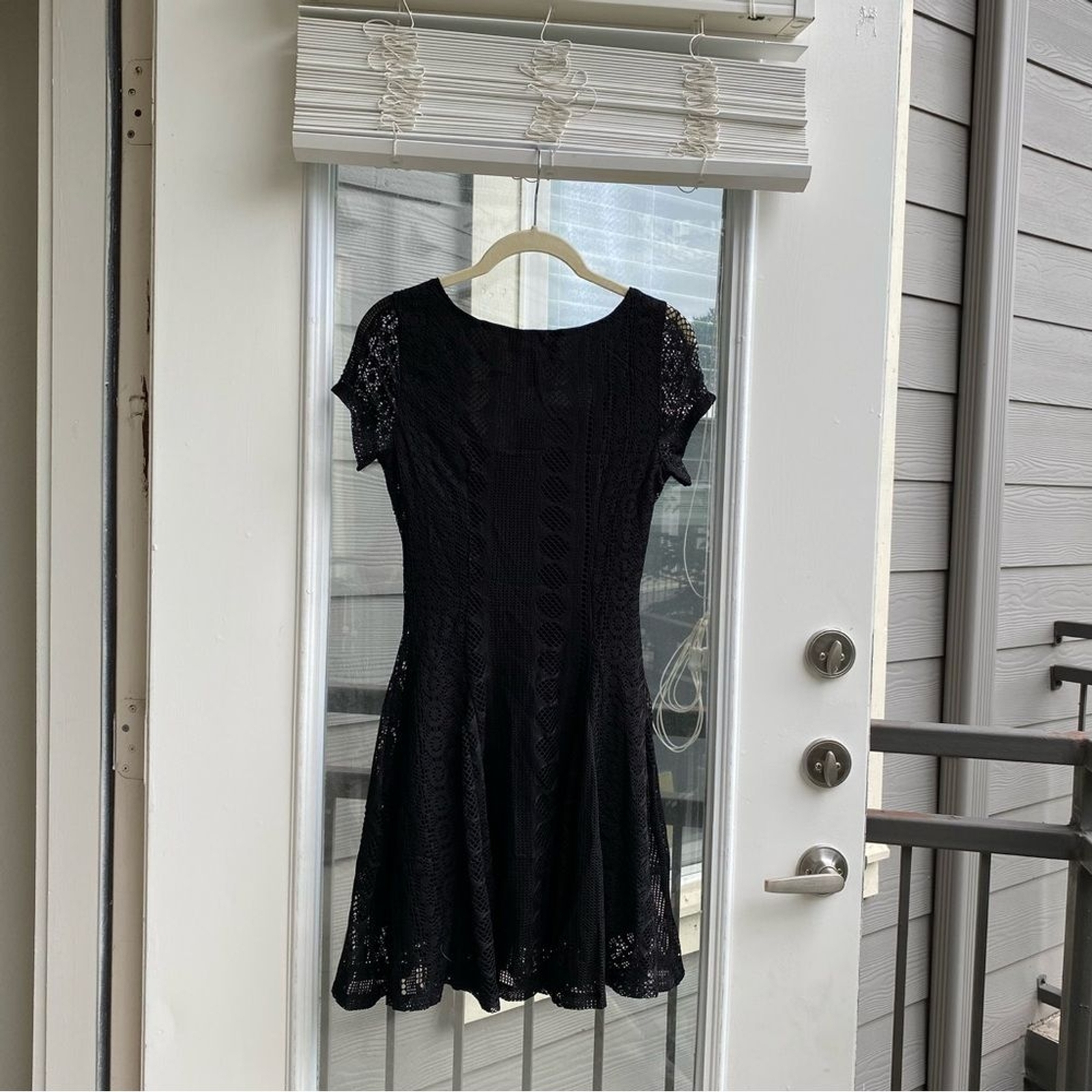 VO Jr Petite Medium Lace Crochet Patchwork Fit & Flare Wedding Guest Dress