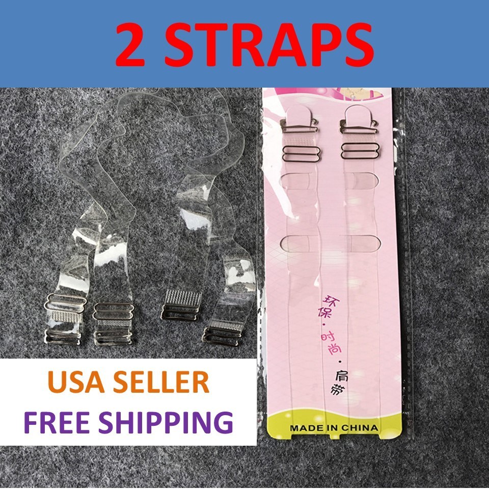 2 Pack Clear Adjustable Invisible Bra Straps 15mm Removable Shoulder Straps