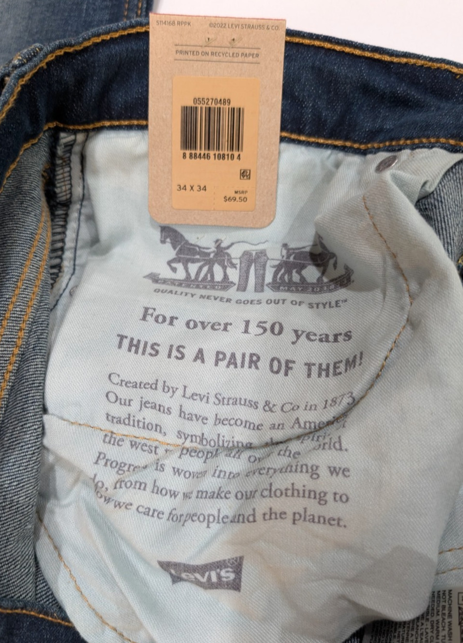 NEW Men’s Levi’s 527 Slim Bootcut Jeans Dark Wash Blue Size 34×34 NWT Ships Free