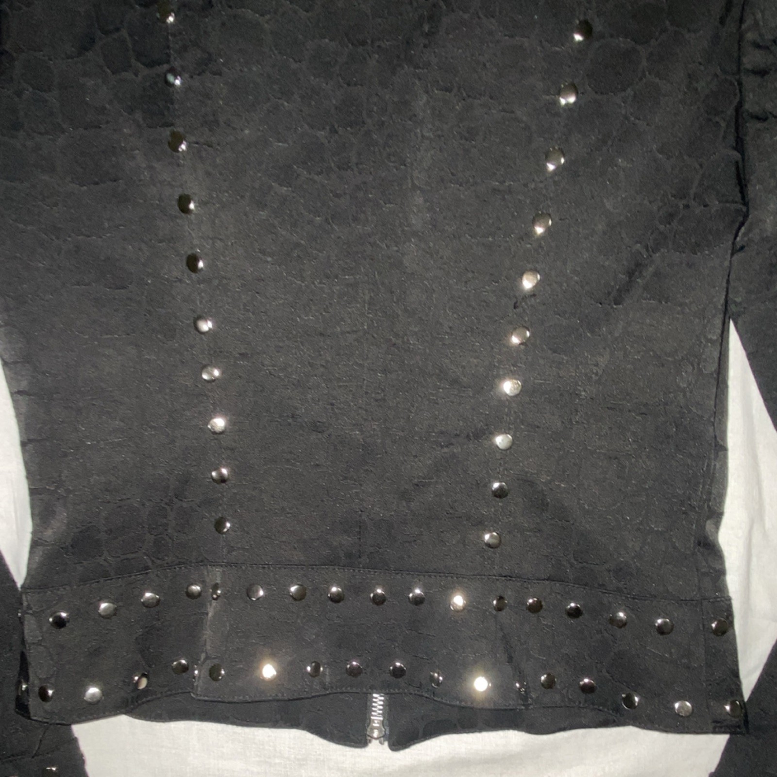 Alberto Makali Black Studded Full Zip Animal Print Biker Jacket Women’s 6
