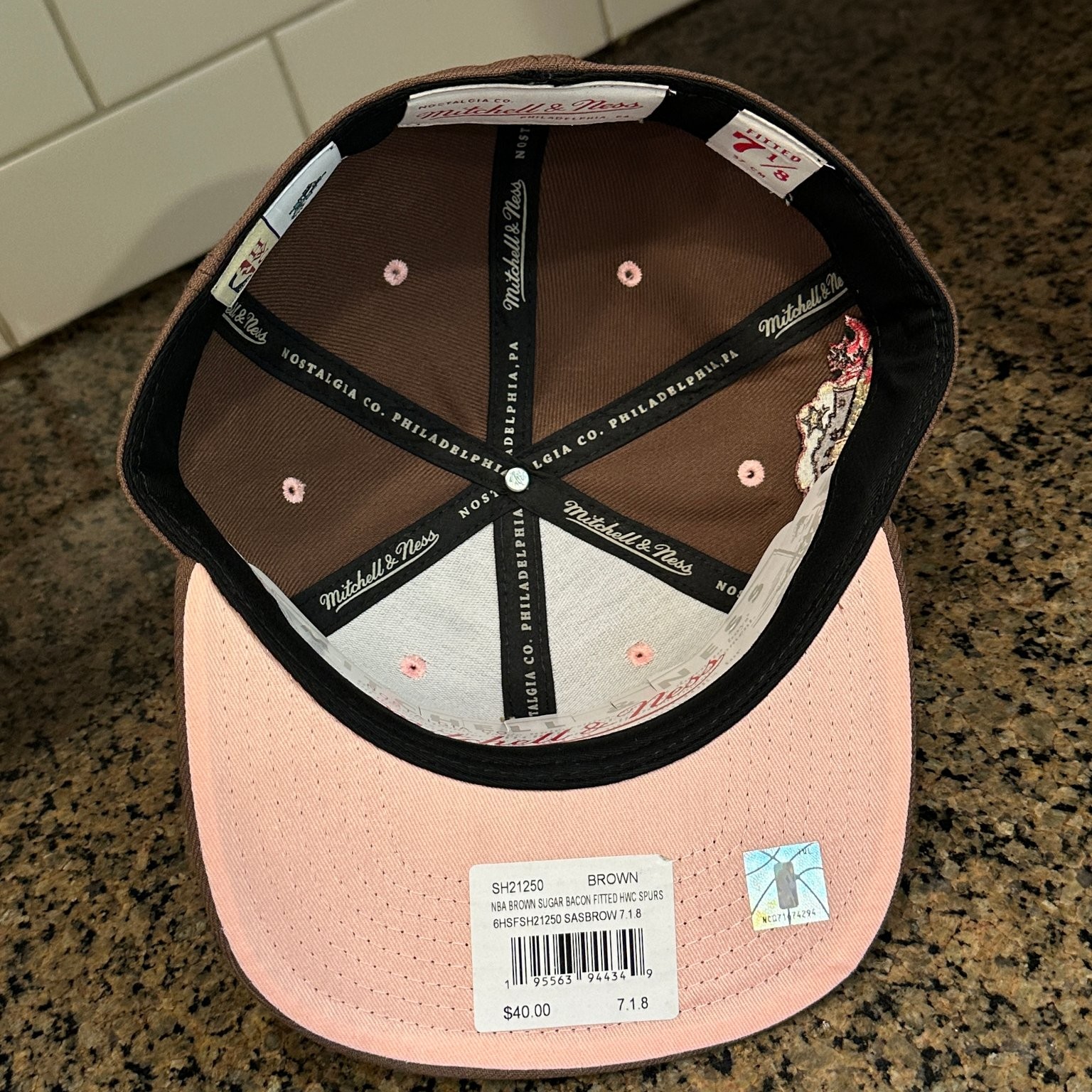 San Antonio Spurs Mitchell & Ness Fitted Hat 7 1/8 Brown Sugar Bacon NBA New