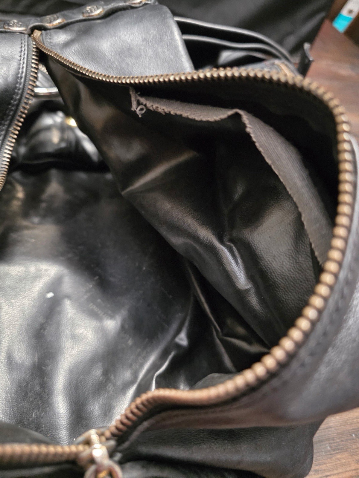 Marino Orlandi Italian Black Leather Metal Accents Sling Crossbody Bag