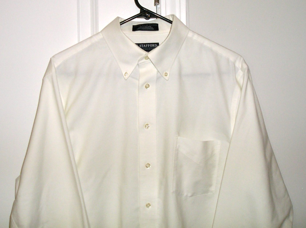 NWOT~STAFFORD ESSENTIALS MENS WHITE CLASSIC FIT THE OXFORD DRESS SHIRT 16-32-33!