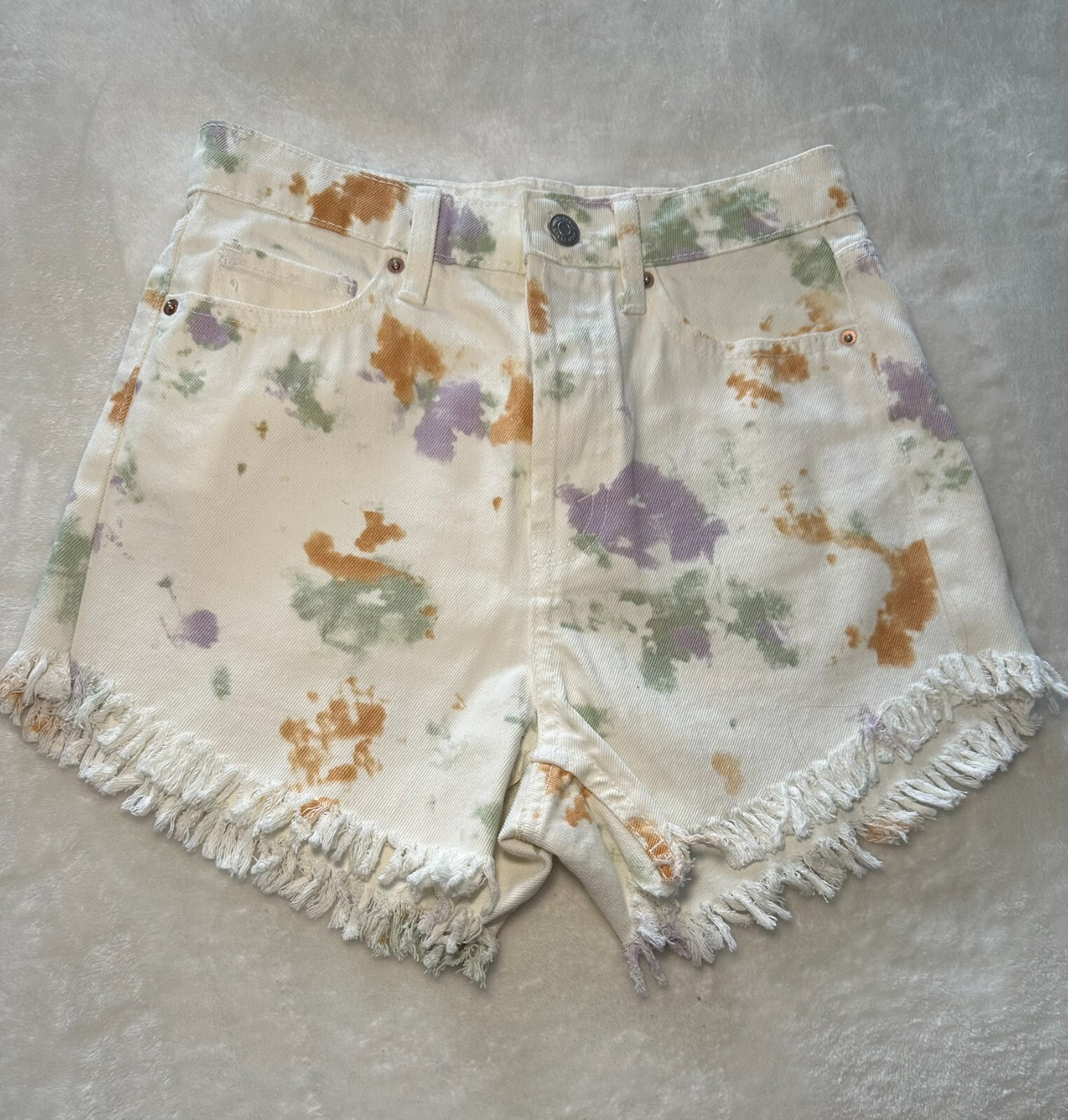 Wild Fable Shorts-00 Womens White MultiColor Splatter Highest Rise Jean