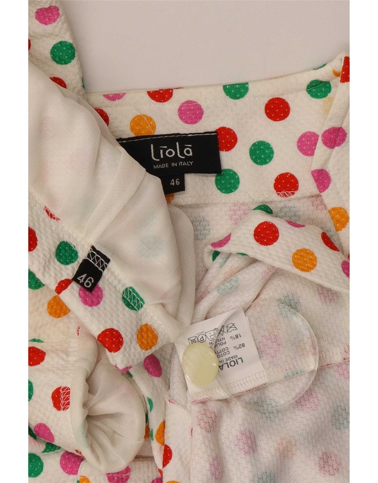 Liola Womens 4 Button 2 Piece Skirt Set IT 46 Large W28 White Polka Dot CH05