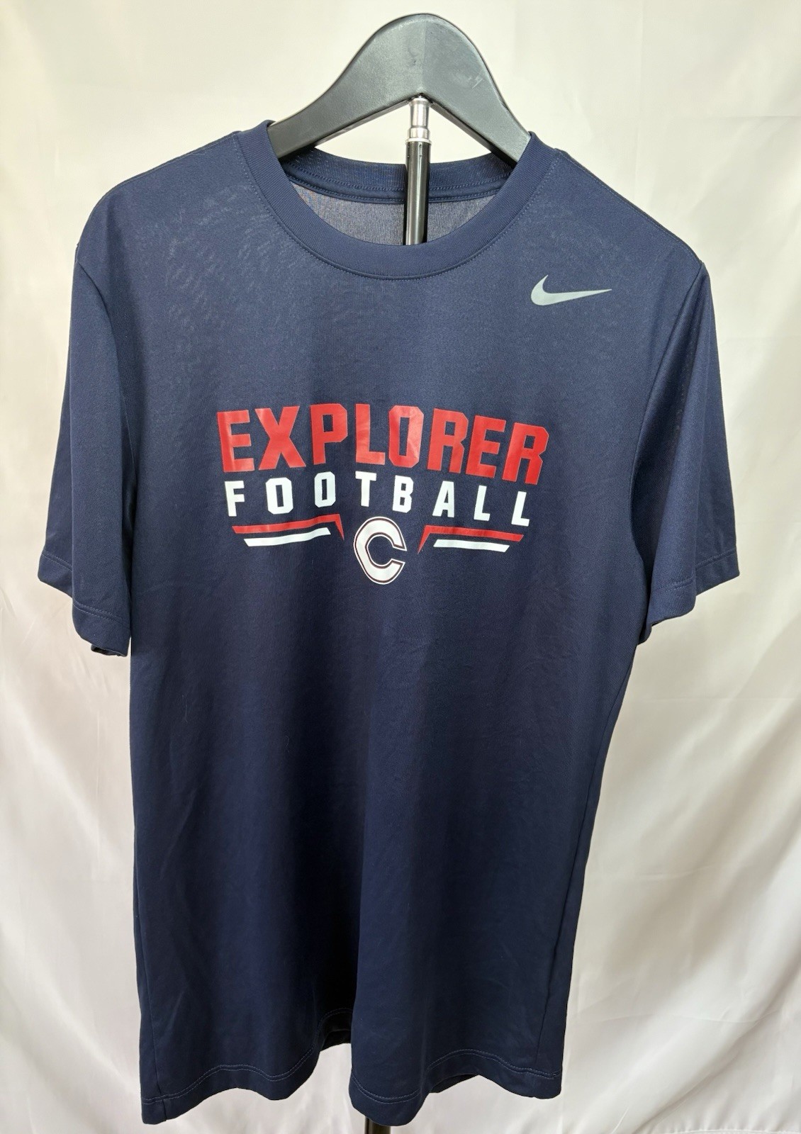 Nike Dri-FIT Size Small unisex Tee Breathable Crew Neck Football color blue