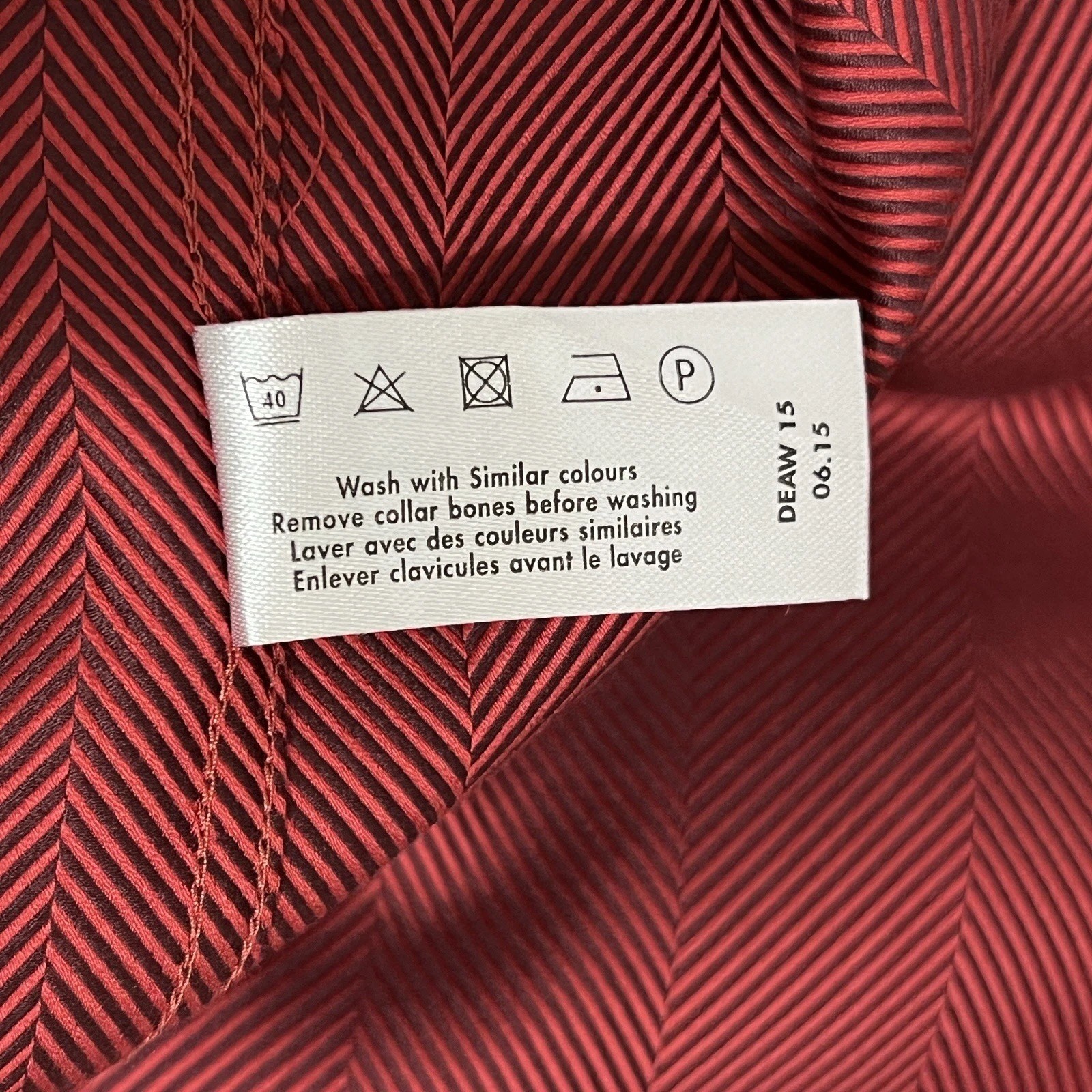 Thomas Pink Classic Fit Herringbone Dress Shirt Dark Shade Red Men 17.5 35 1/2