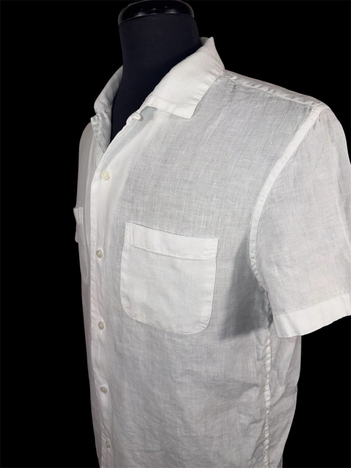 J CREW BAIRD MCNUTT LINEN LOOP COLLAR WHITE CAMP SHIRT SZ M