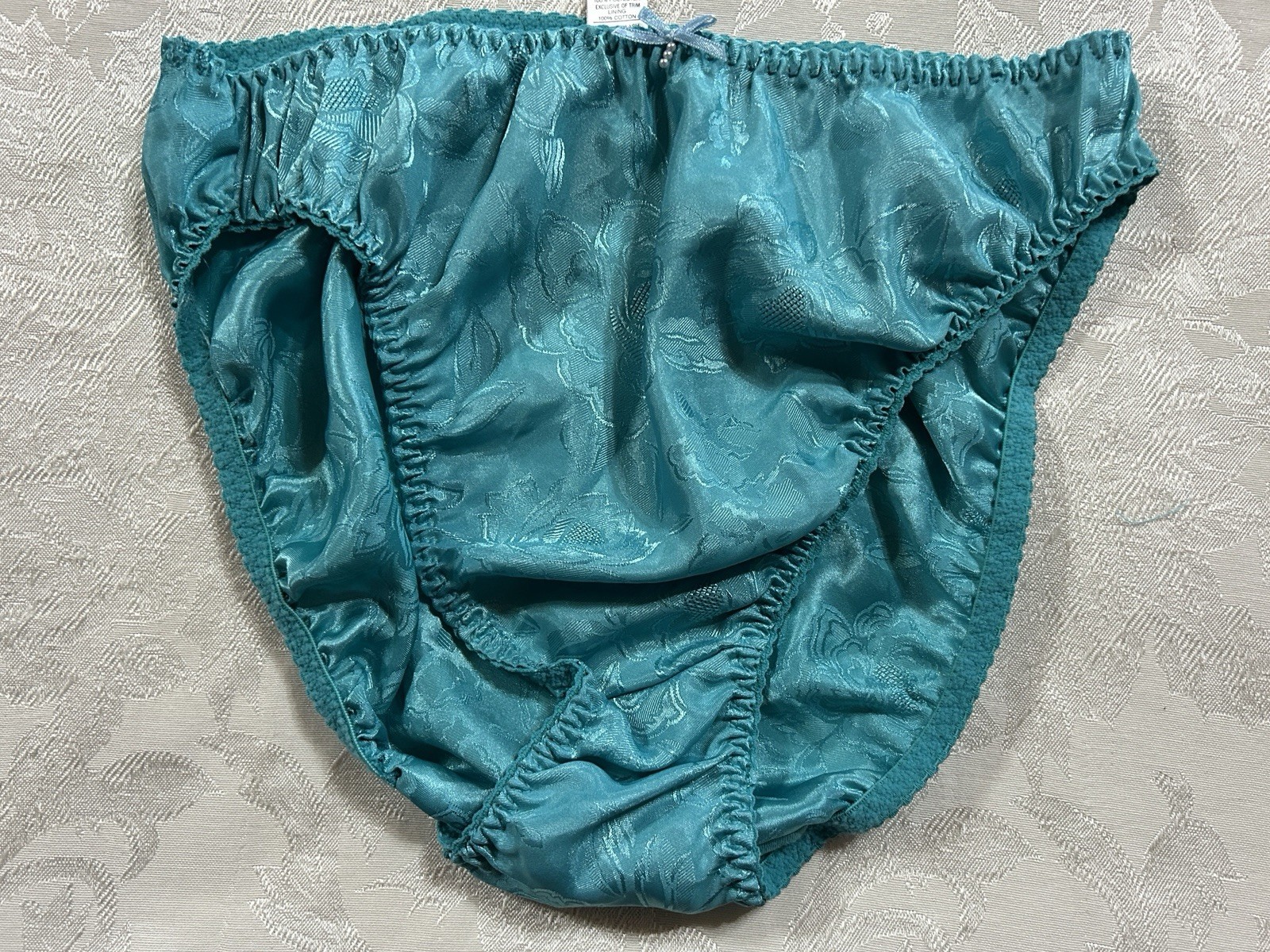 NWT Vtg NO EXCUSES Floral Shiny Satin 36C Bra Sz 7 Hi-Cut Panties Set