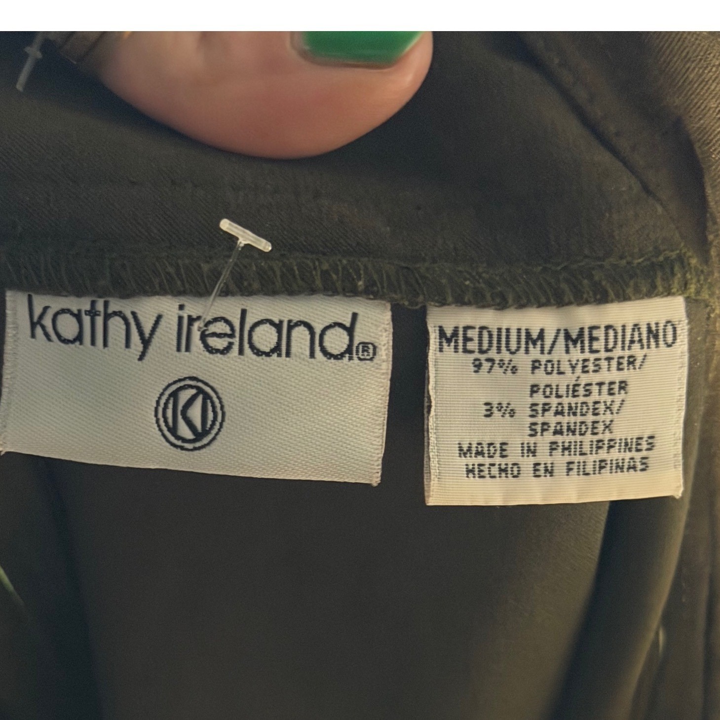 Kathy Ireland Olive Green Faux Suede Pinafore Maxi Dress Womens Medium Vintage