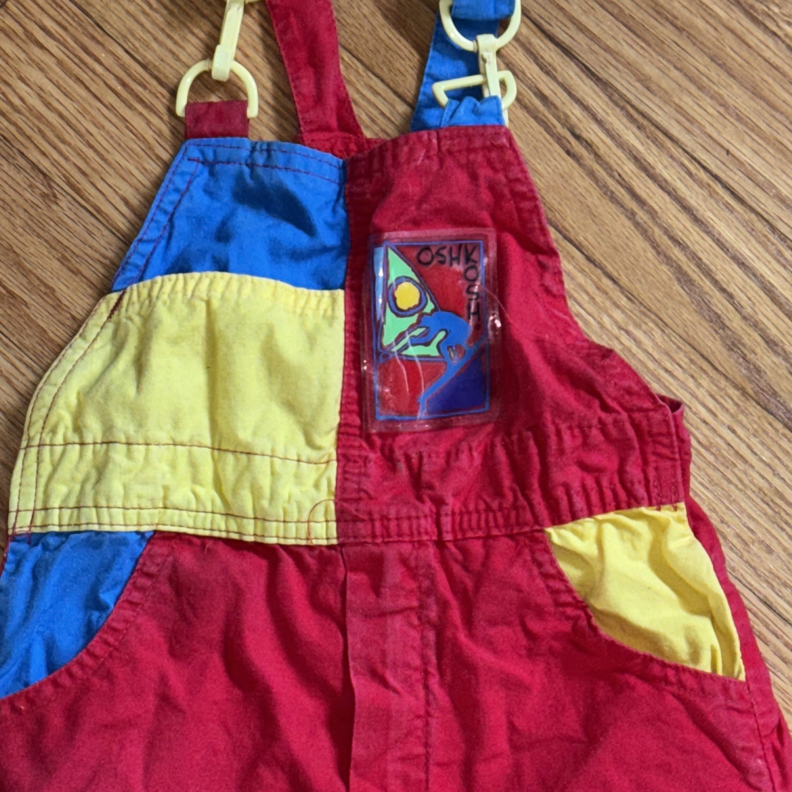 Vintage Oshkosh Overalls 4T Color Block Unique Design Construction Look