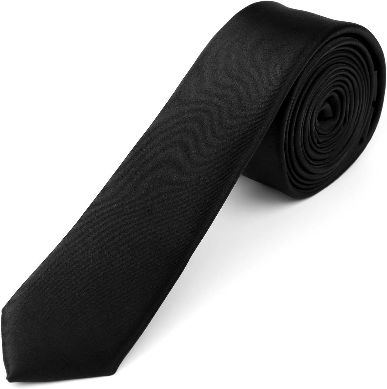 Landisun Black Tie Men Women Solid Skinny Ties Slim Satin