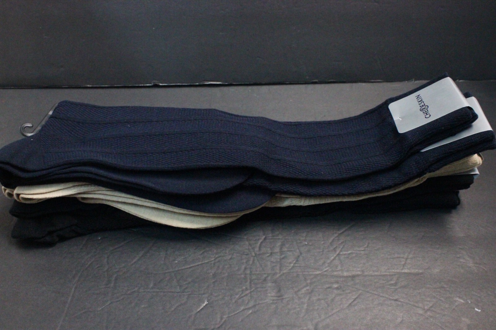 8 pair Men’s 10-13 Over the Calf Dress Work Crew Socks Black tan navy SZ 6-12