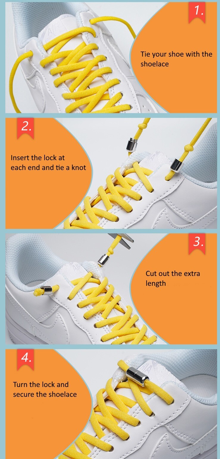 3 Pack Oval No Tie Lock Shoelaces Elastic Shoe Laces String Kids Adults Sneakers