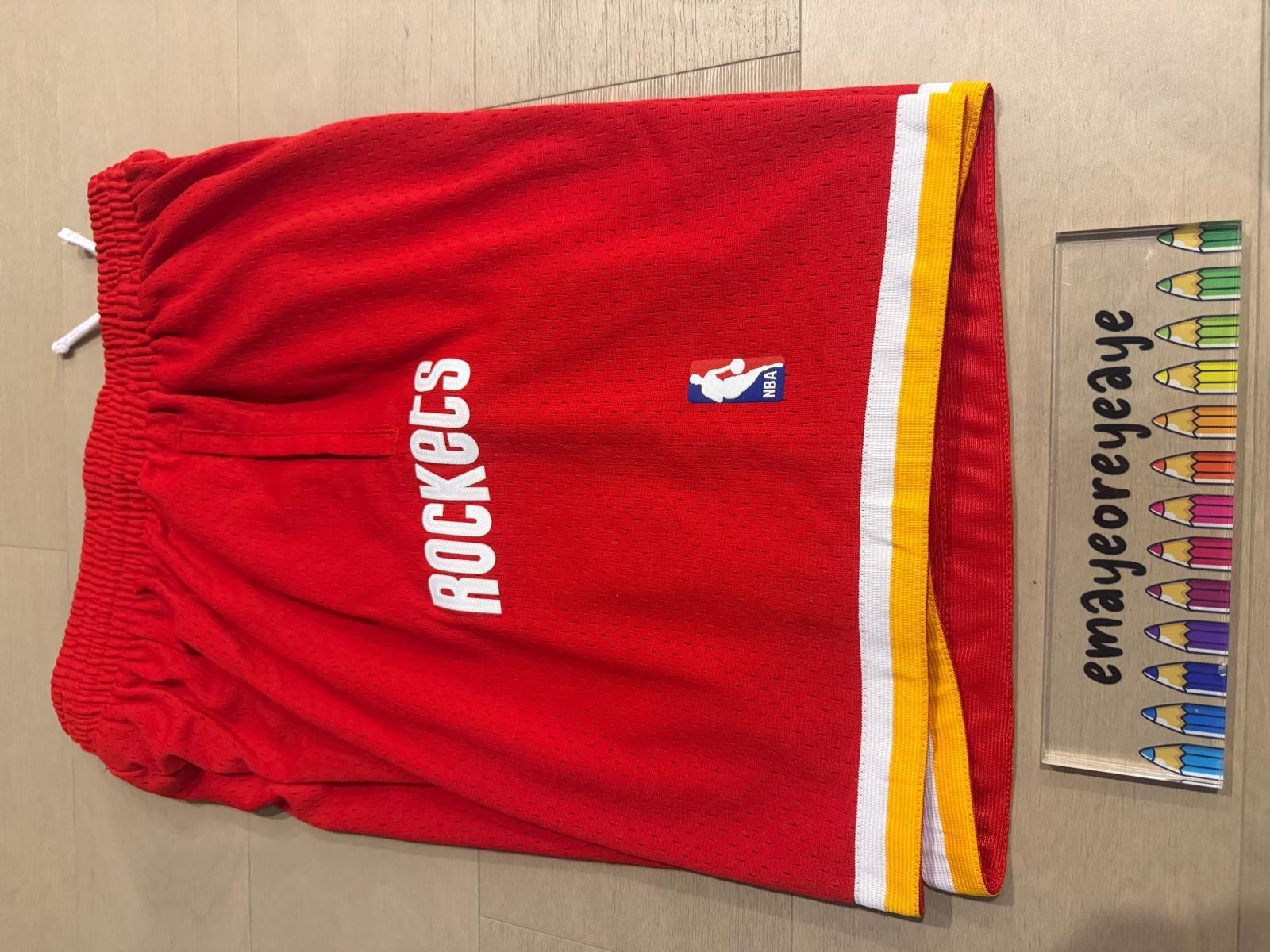 Mitchness & Ness Houston Rockets 93-94 Red Swingman Basketball Shorts Medium $85