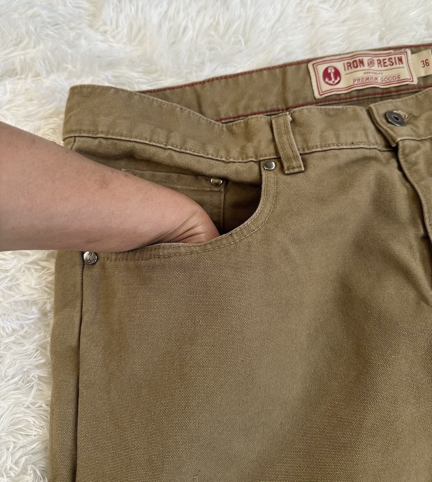 Iron & Resin Men’s Double Knee Journeyman Canvas Work Pants Size 36