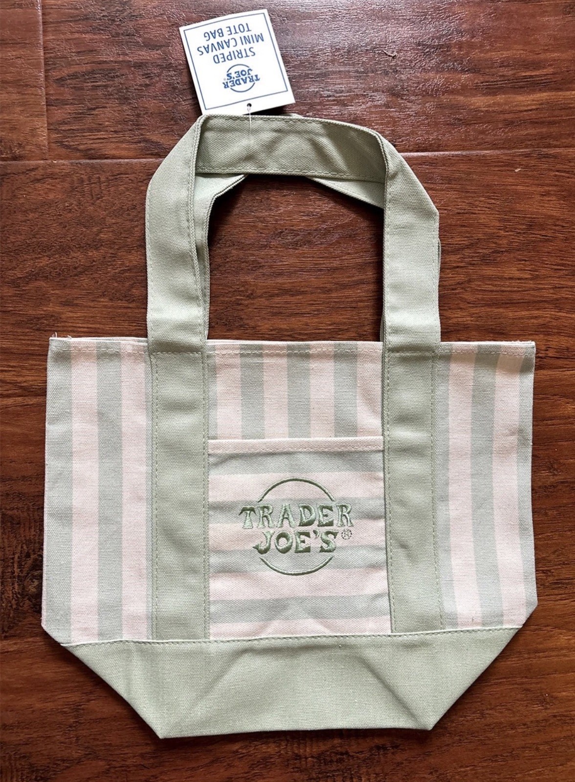 Trader Joe’s Mini Pastel Striped SOFT GREEN Single Bag 2026 Brand New With Tags
