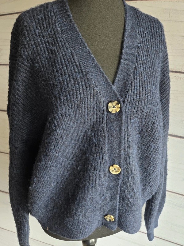 Joules “Samantha” Navy Wool Blend Cardigan | Size 14 | Cottagecore Aesthetic
