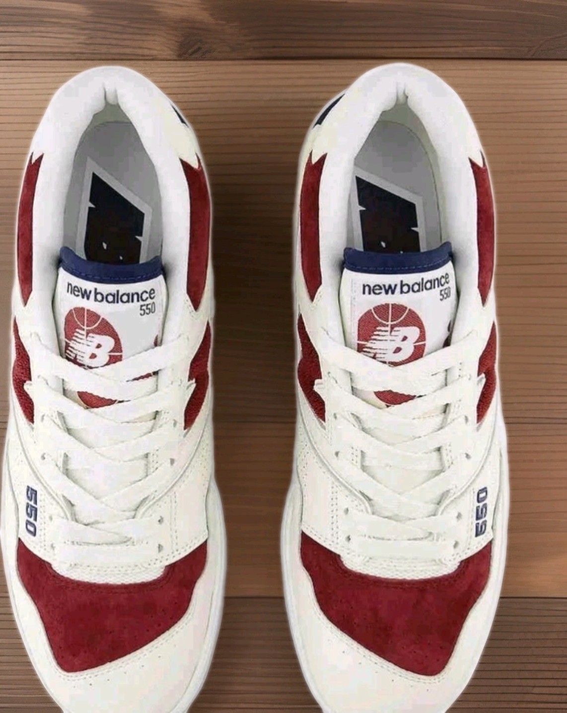 Mens New Balance 550 Suede Toe Pack -white Burgundy Navy BB550VRC Sz 9.5