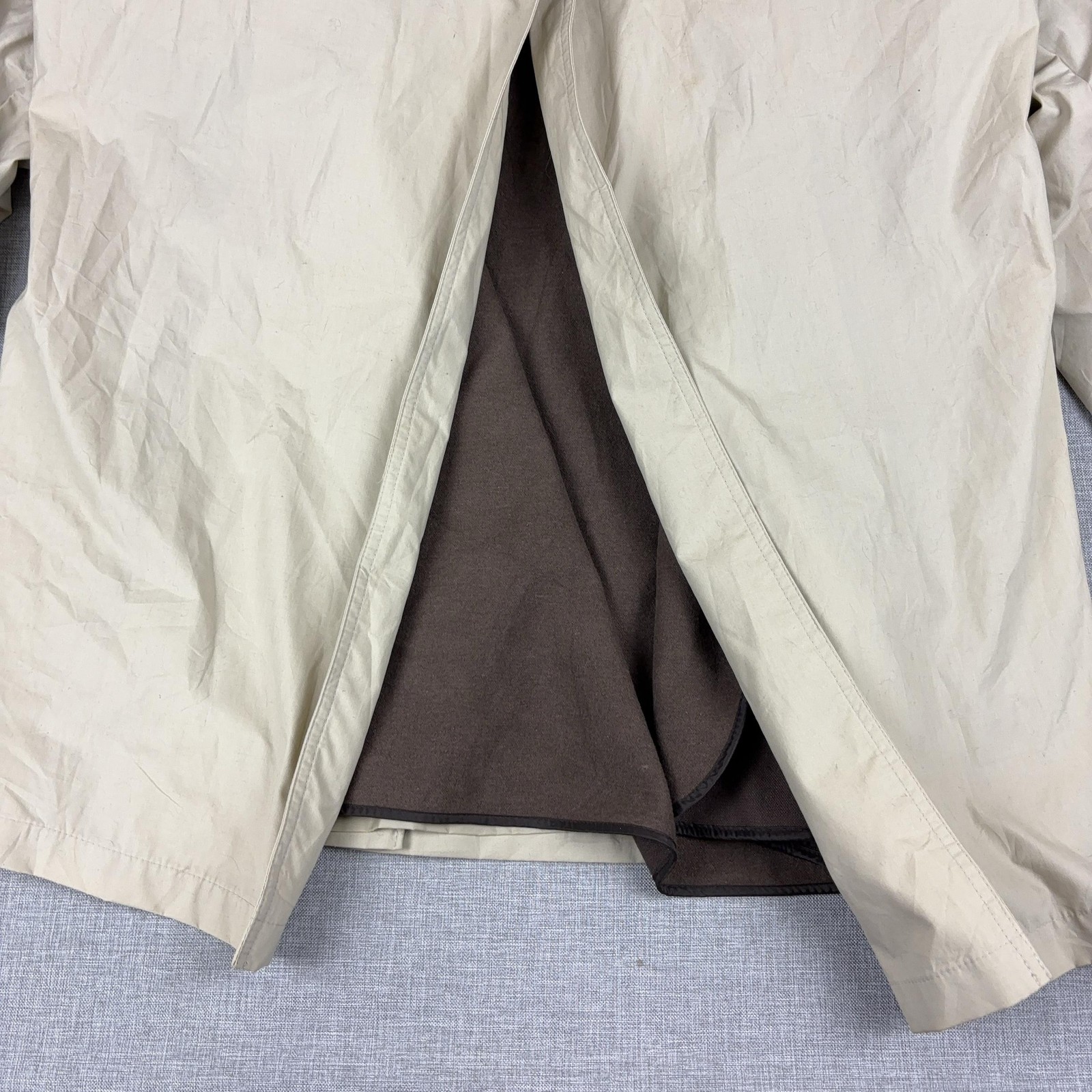 London Fog Coat Mens M Beige Trench Coat Collared Lined Pockets Cotton