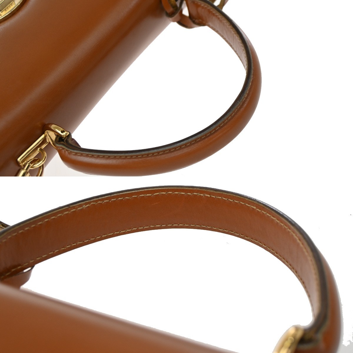 GUCCI Lady Lock 2Way Shoulder Hand Bag Leather Brown Gold Italy 76CB076