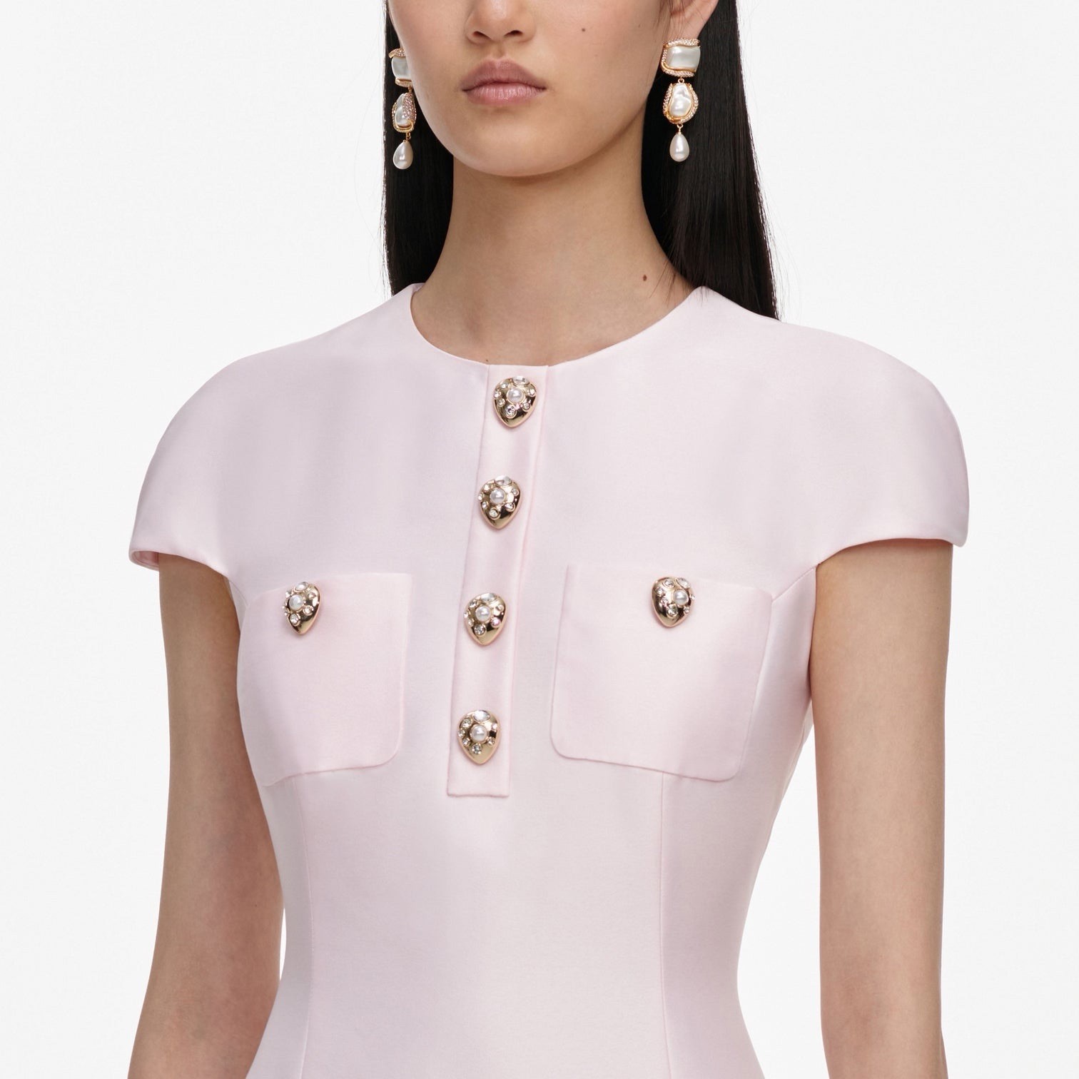 self portrait PINK TAFFETA BUTTONED MIDI DRESS $740 Size US 2 UK 6
