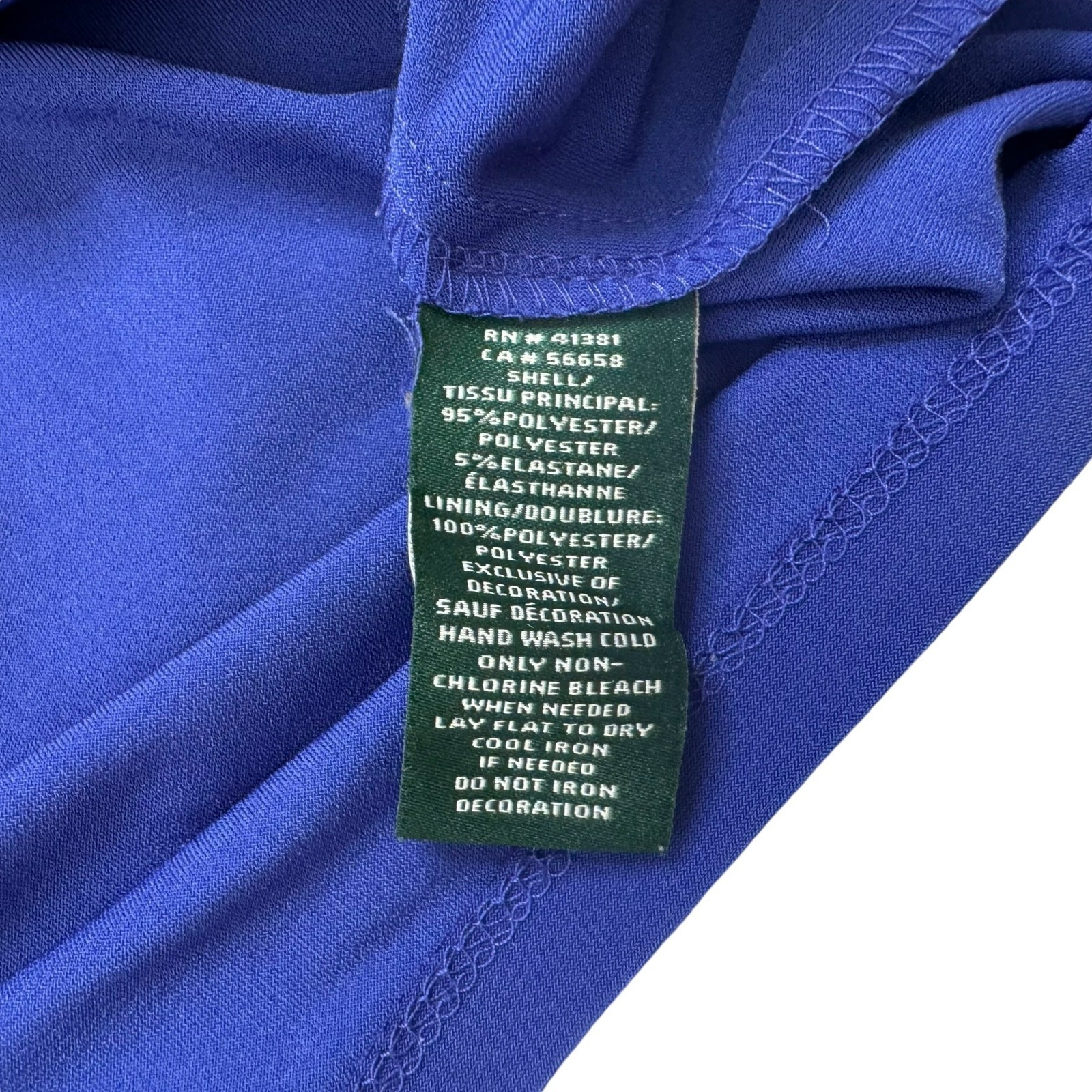 RALPH LAUREN LRL Cobalt Blue Keyhole Gold Logo Faux Wrap Dress Sz 6 Jersey Knit