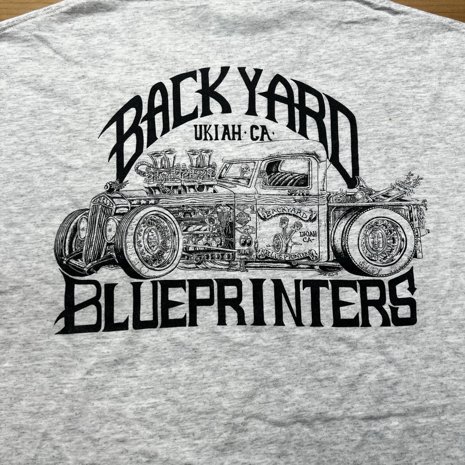 Vintage 90s Backyard Blueprints Hot Rod Custom Traditional Art Car Shirt Size XL