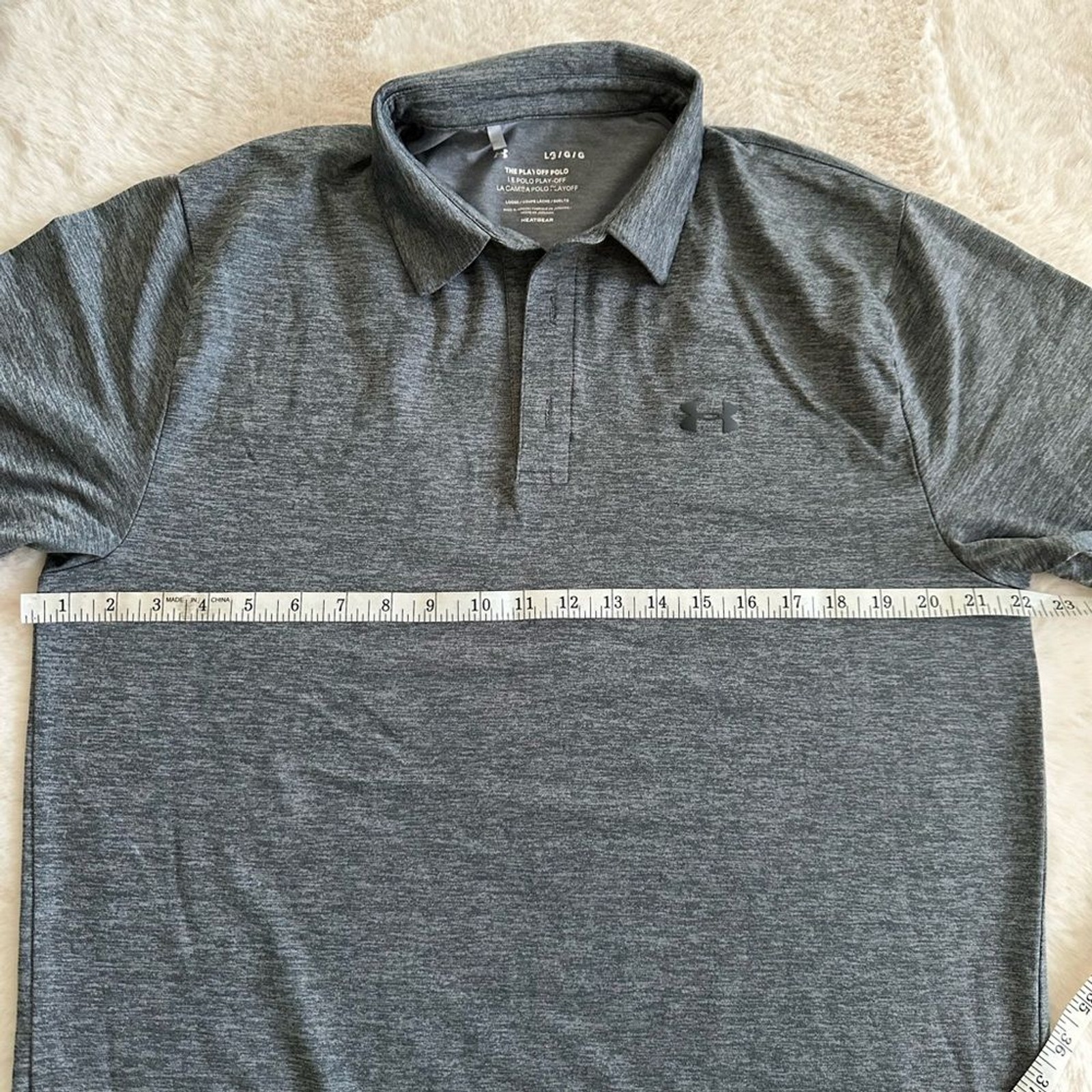 Under Armour large men gray playoff polo